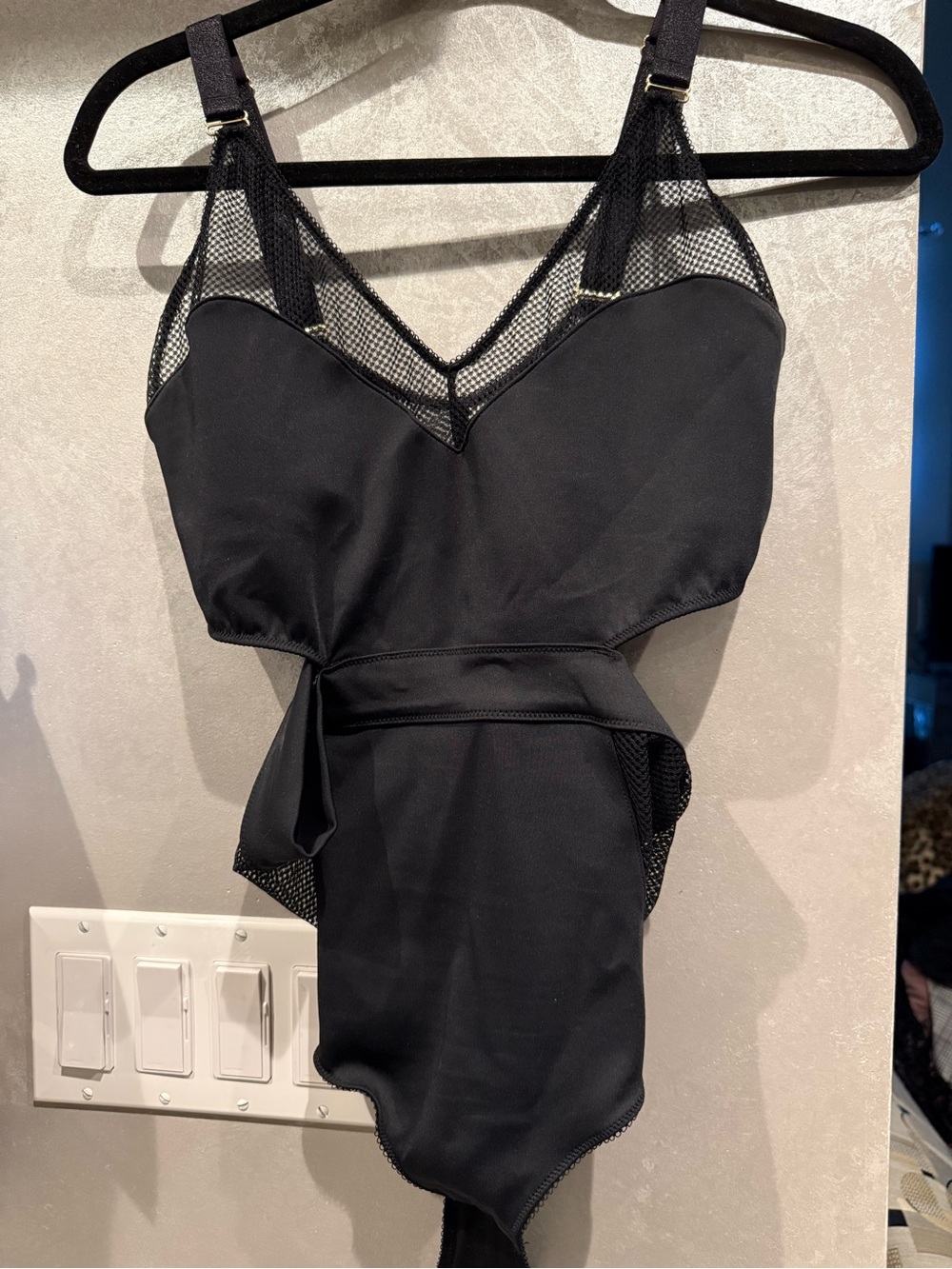 Topshop Black Mesh-Trim Bodysuit